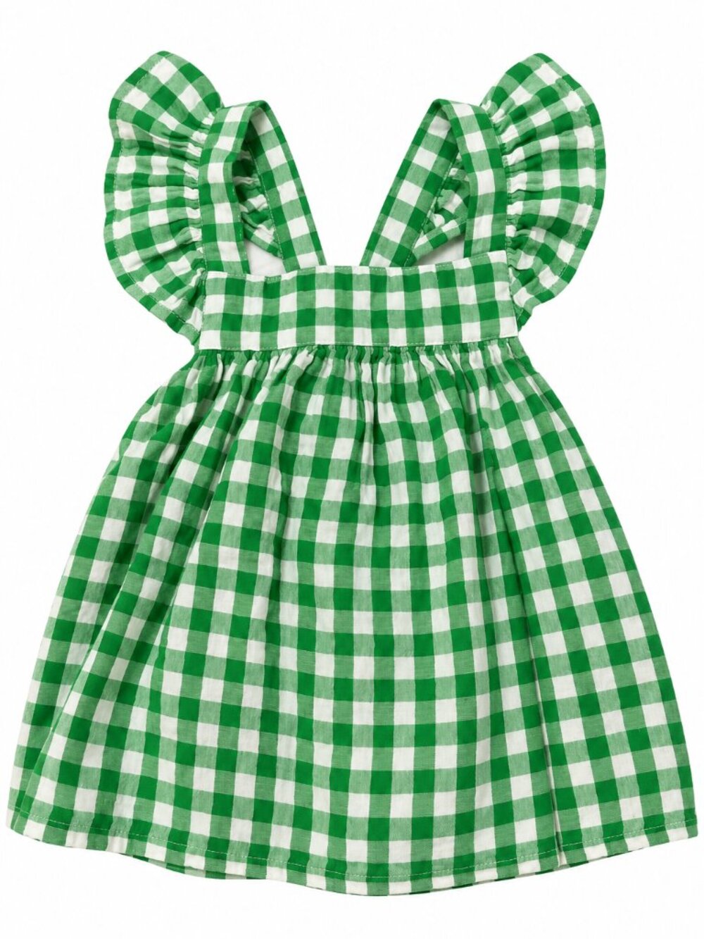 Old Navy Girls Green Gingham Ruffle Strap Dress Size 4T